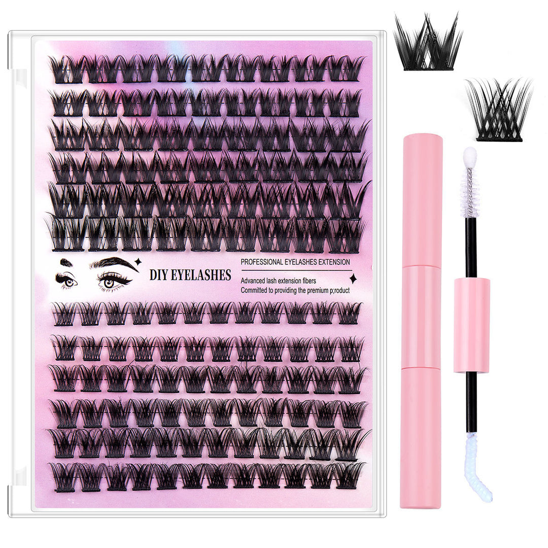 👁️✨ Segmented Hairy Fishtail Wheat Lazy Trilogy False Eyelashes – DIY Cluster Lash Kit