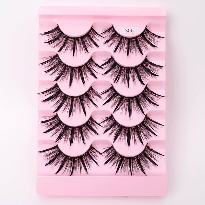 👁️✨ Natural 3D Dramatic Fairy Clusters Manga Lashes – 5 Pairs Wispy False Eyelashes (10–15MM)
