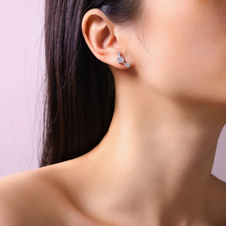 Minimalist Platinum-Plated Morganite Stud Earrings – S925 Silver