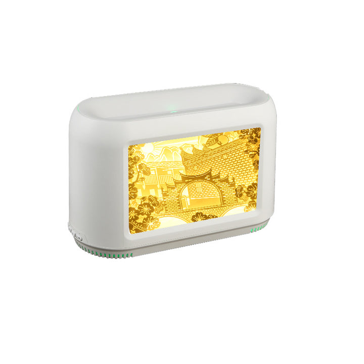 💡💧 Paper-Cut Light Box Humidifier | 400ml Heavy Fog Home Décor Aromatherapy Device ✨
