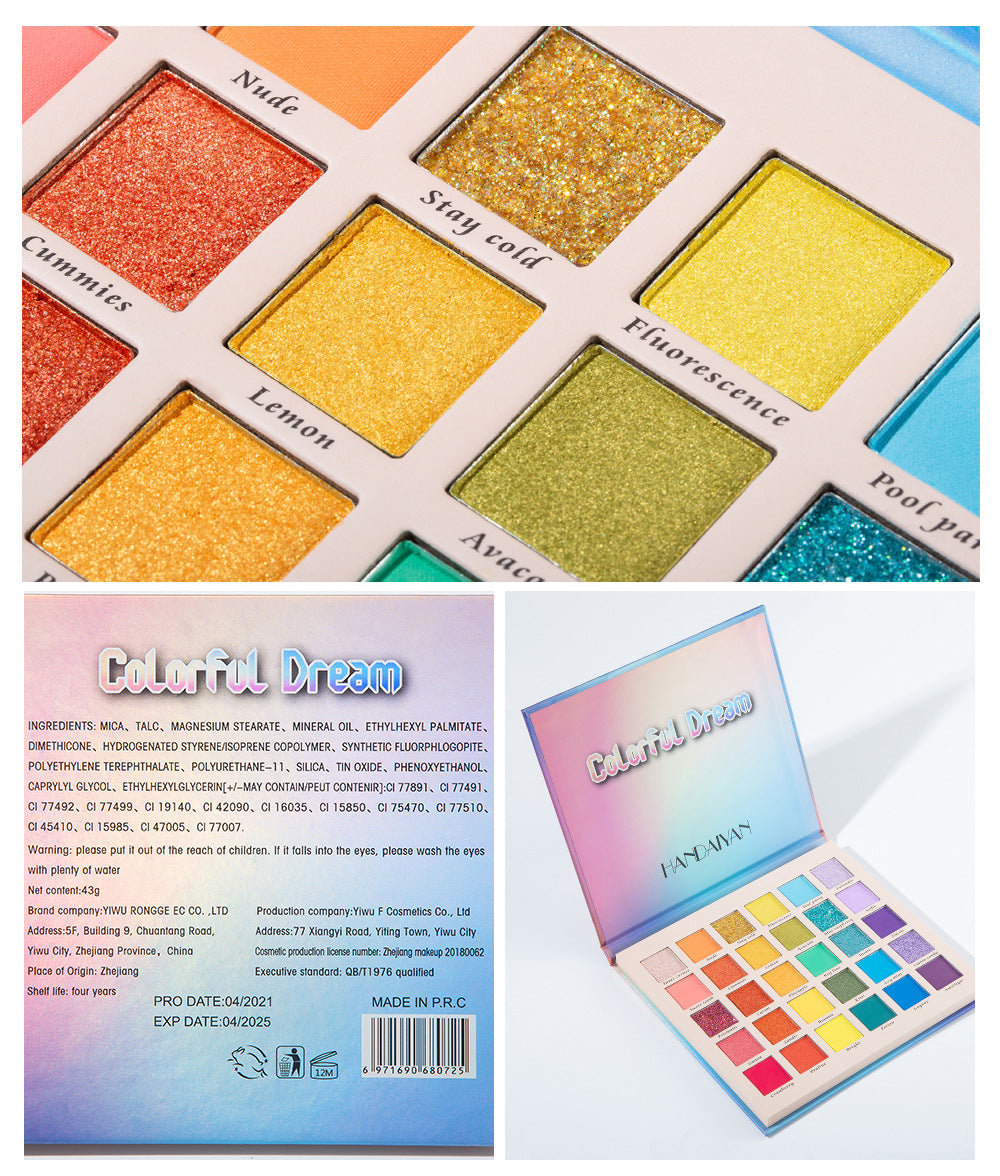 🌈 30-Color Shimmer Matte Glitter Eyeshadow Palette – Dreamy Rainbow Makeup Set ✨