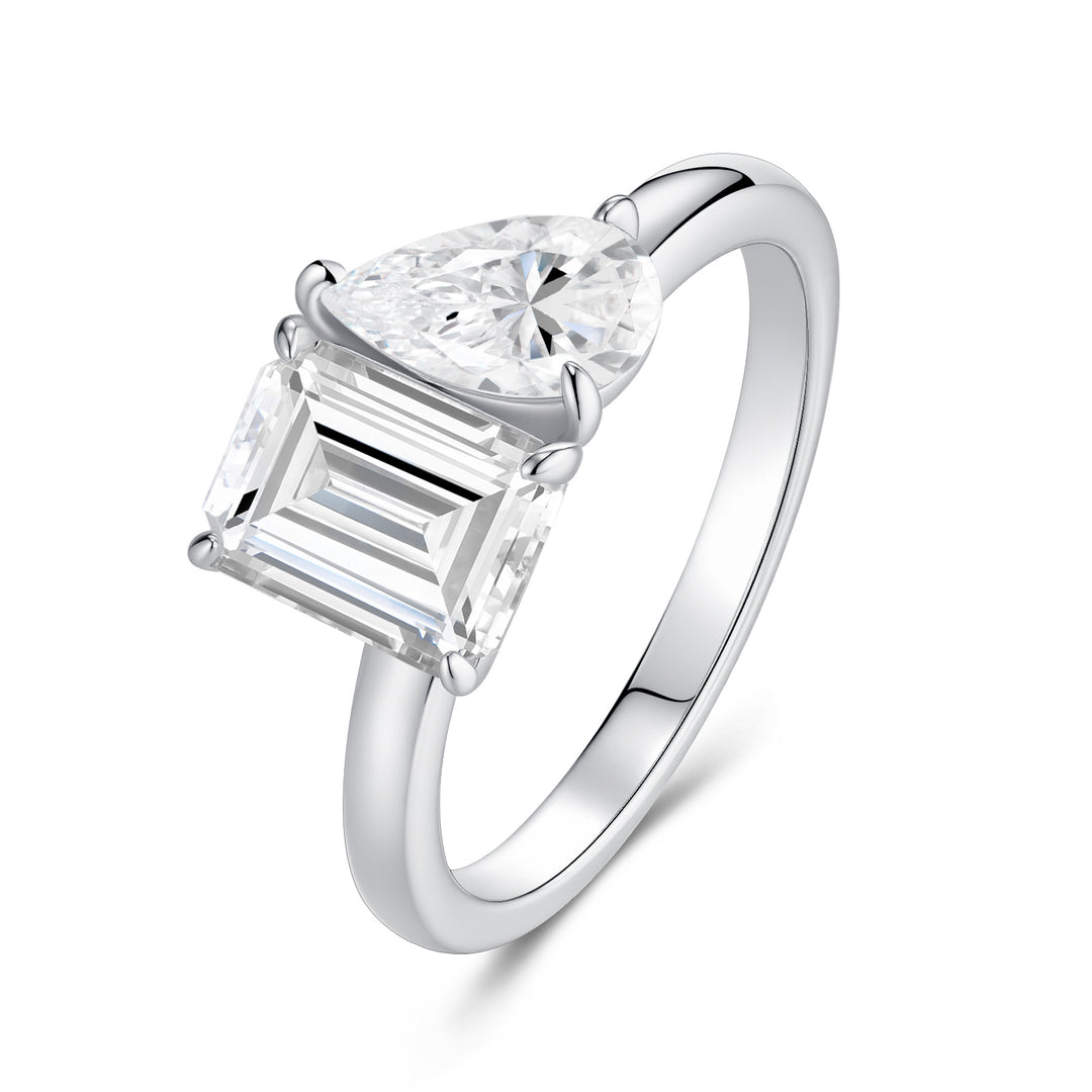 💍 Minimalist Moissanite Ring – Platinum-Plated S925 Silver (2.8g, 2 Stones, Sizes 5–9) 💍