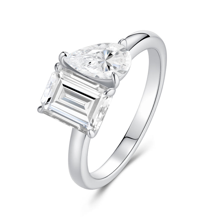 💍 Minimalist Moissanite Ring – Platinum-Plated S925 Silver (2.8g, 2 Stones, Sizes 5–9) 💍