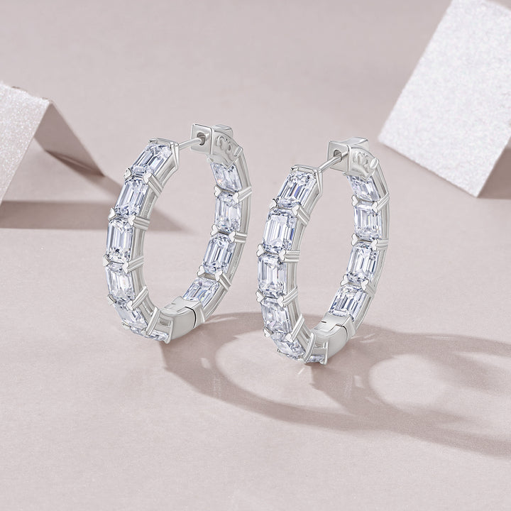 Luxury Minimalist Octagonal Moissanite Hoop Earrings
