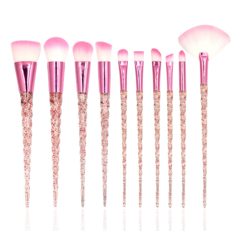 ✨ Makeup Brush Transparent Glitter Spiral Set — Beauty Tools Kit 💄✨
