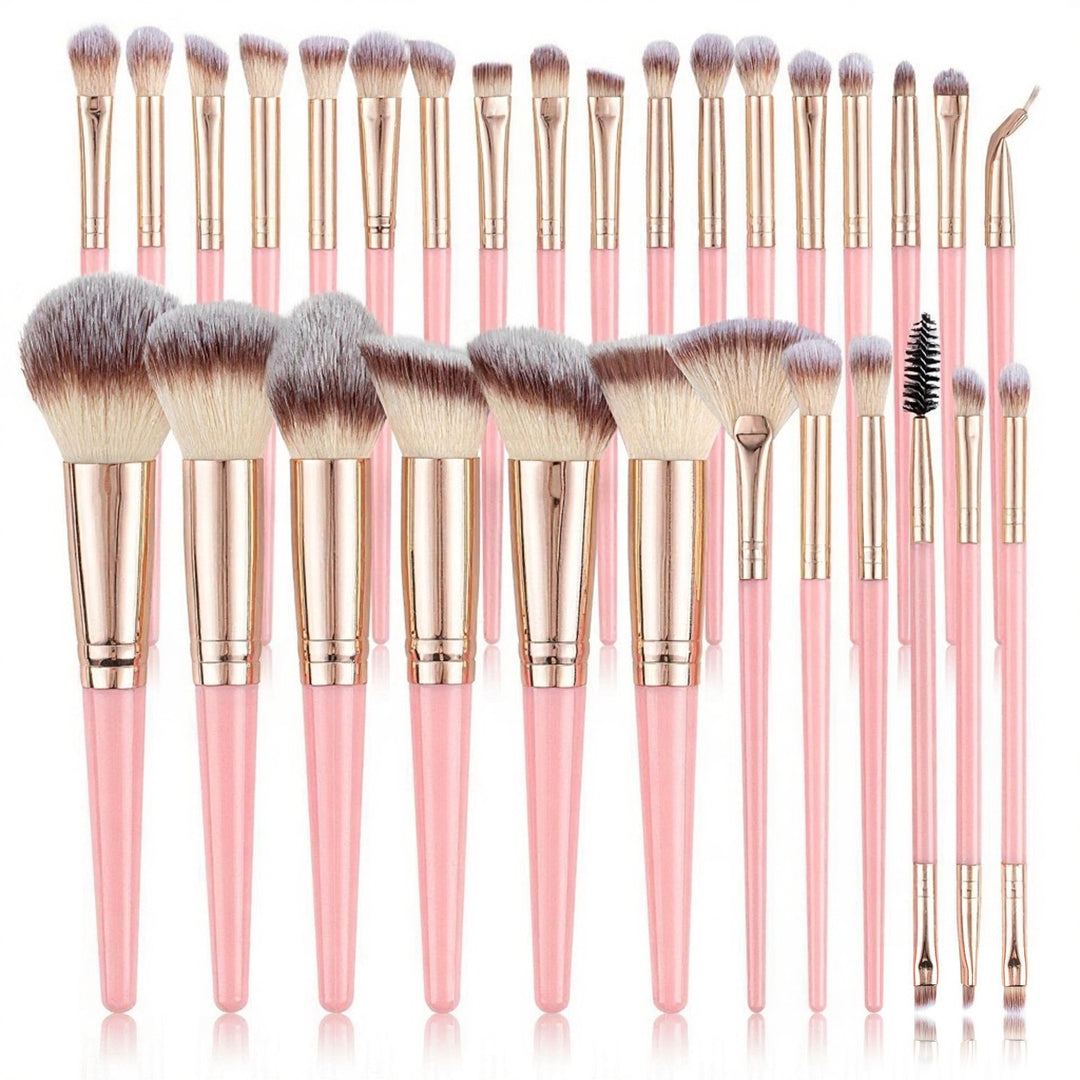 ☕ 30-Piece Coffee Color Makeup Brush Set – Fiber Wool & Plastic Handle Professional Beauty Kit 💄✨et