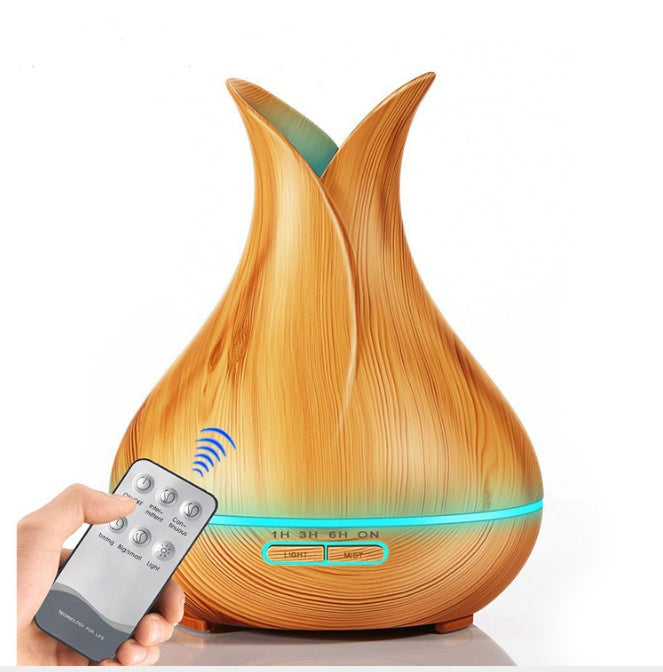 🌿🪵 Wood Grain Aromatherapy Humidifier | Vase-Style Essential Oil Diffuser
