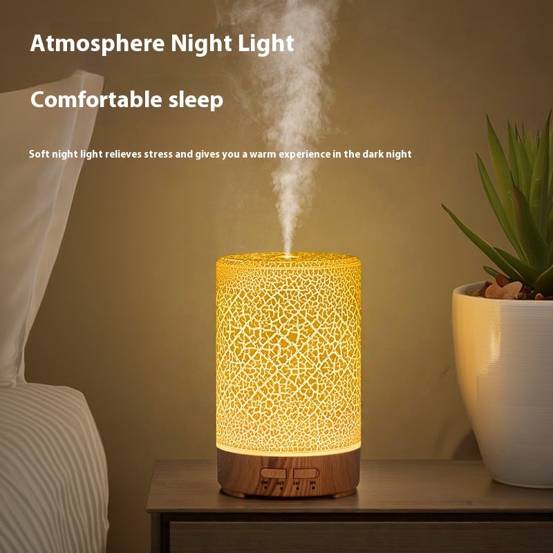 🌳💧 Crack Design USB Humidifier | Wood Grain Aroma Diffuser with 7-Color Light ✨