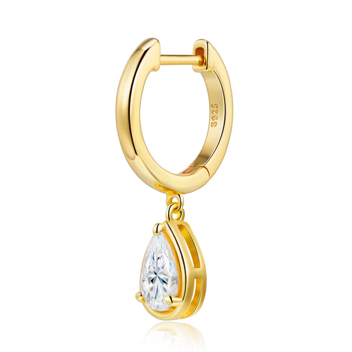 Luxury Minimalist Pear-Shaped Moissanite Earrings – Gold-Plated S925 Silver