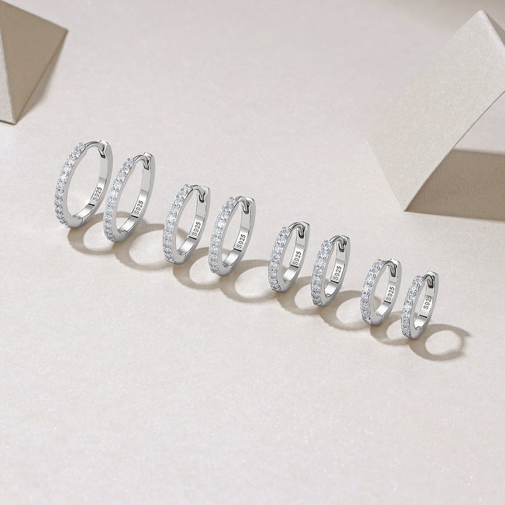 Luxury Minimalist Moissanite Loop Earrings – Platinum-Plated S925 Silver