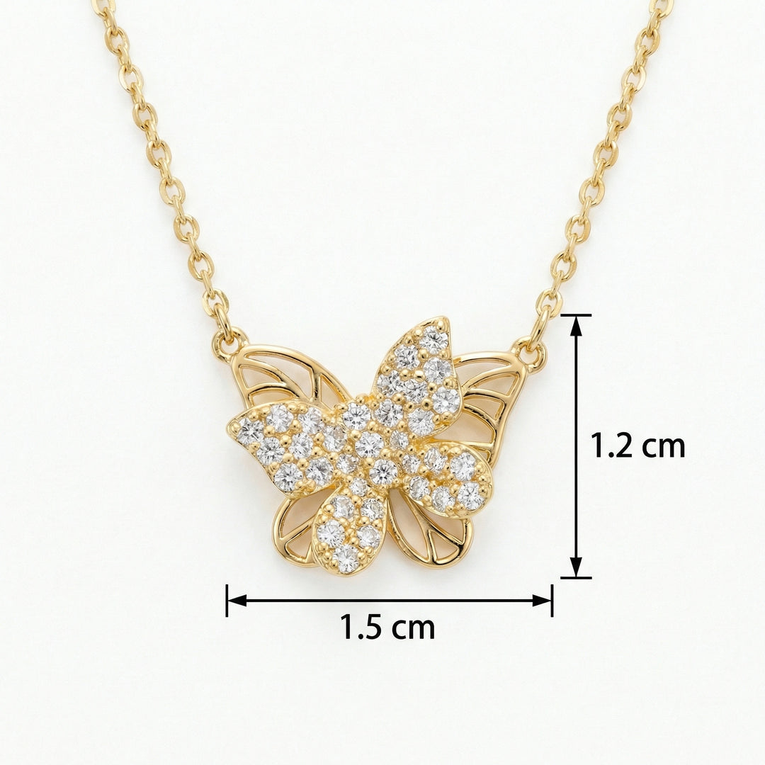 ✨ 925 Sterling Silver Butterfly Pendant Necklace with Diamond Accents ✨