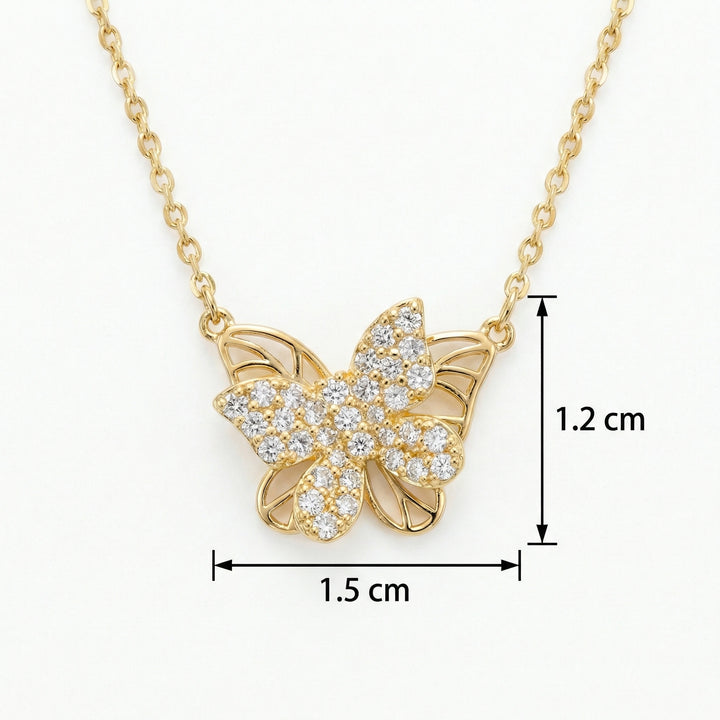 ✨ 925 Sterling Silver Butterfly Pendant Necklace with Diamond Accents ✨