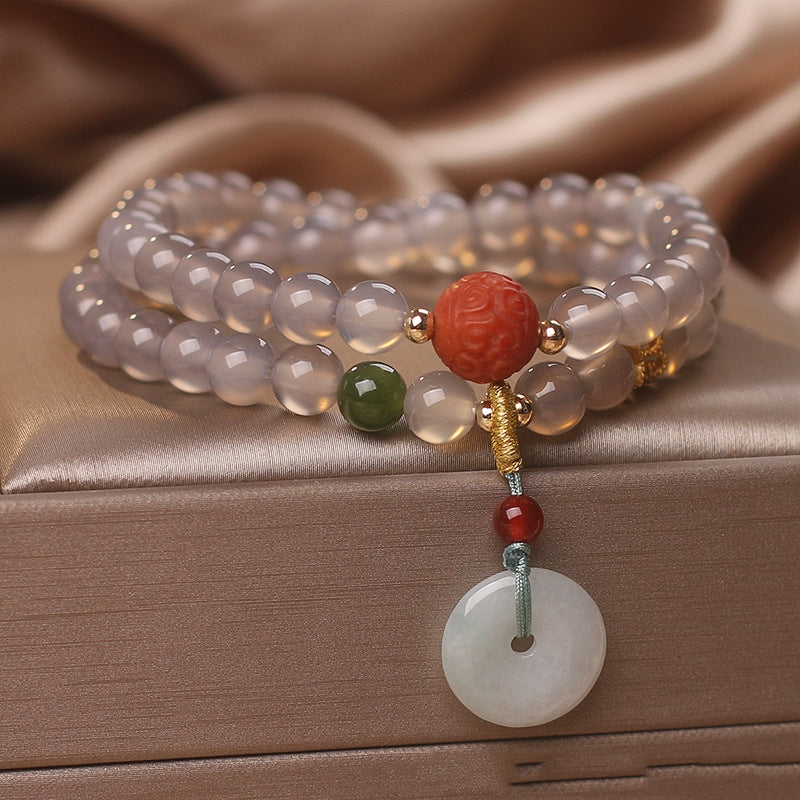 Natural Gray Chinese Multi-Layer Beaded Bracelet – Original Design for Women