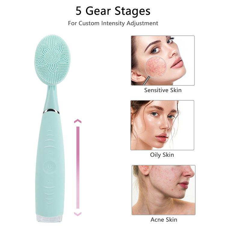 💖🧼 Hand-held Electric Silicone Facial Cleanser | Household Deep Cleansing & Vibration Device