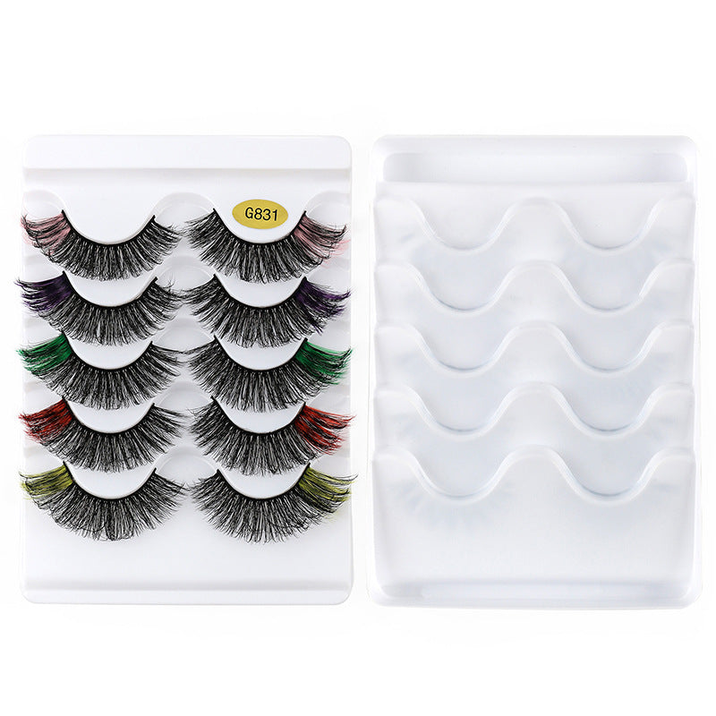 👁️✨ Color Natural Thick 5 Pairs Pack – 3D False Eyelashes (Imitation Mink)