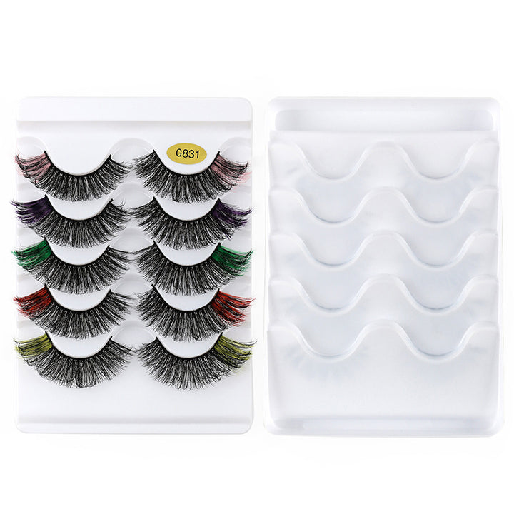 👁️✨ Color Natural Thick 5 Pairs Pack – 3D False Eyelashes (Imitation Mink)