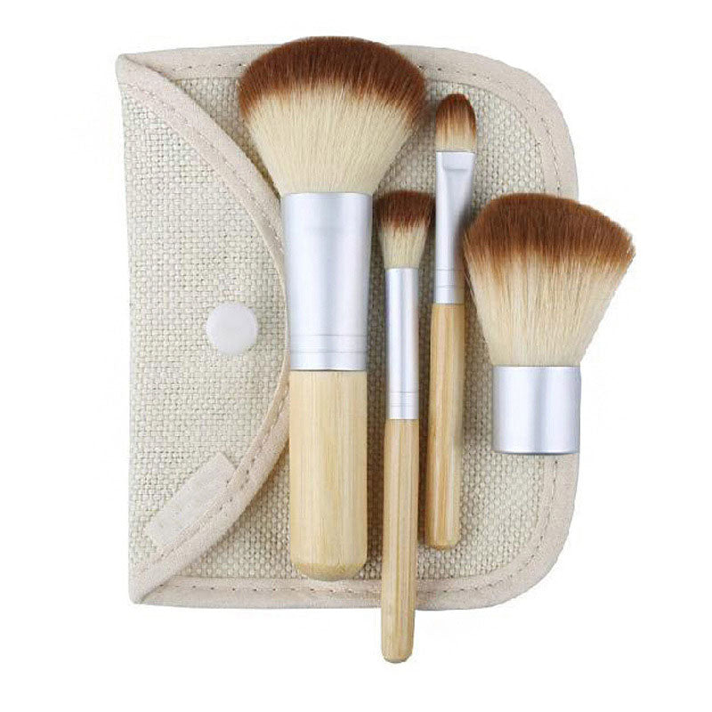✨ 4-Piece Bamboo Handle Makeup Brush Set — Natural Beauty Tools 💄🎋