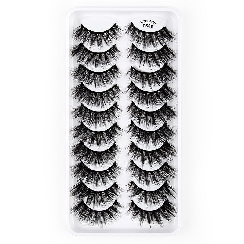👁️✨ 3D European & American Cat Eye False Eyelashes – Natural Thick Fluffy Lash Set
