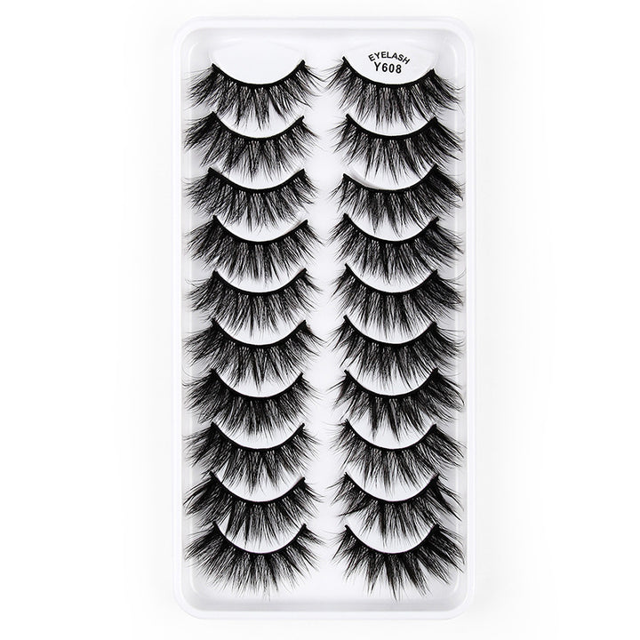 👁️✨ 3D European & American Cat Eye False Eyelashes – Natural Thick Fluffy Lash Set