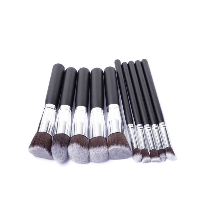 ✨ 10-Piece Wooden Handle Makeup Brush Set — Portable Beauty Tools 💄