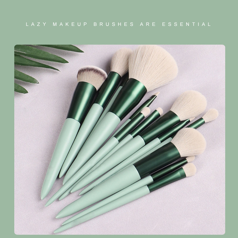 ✨ Green 13-Piece Makeup Brush Set — Foundation & Eye Beauty Tools 💄💚