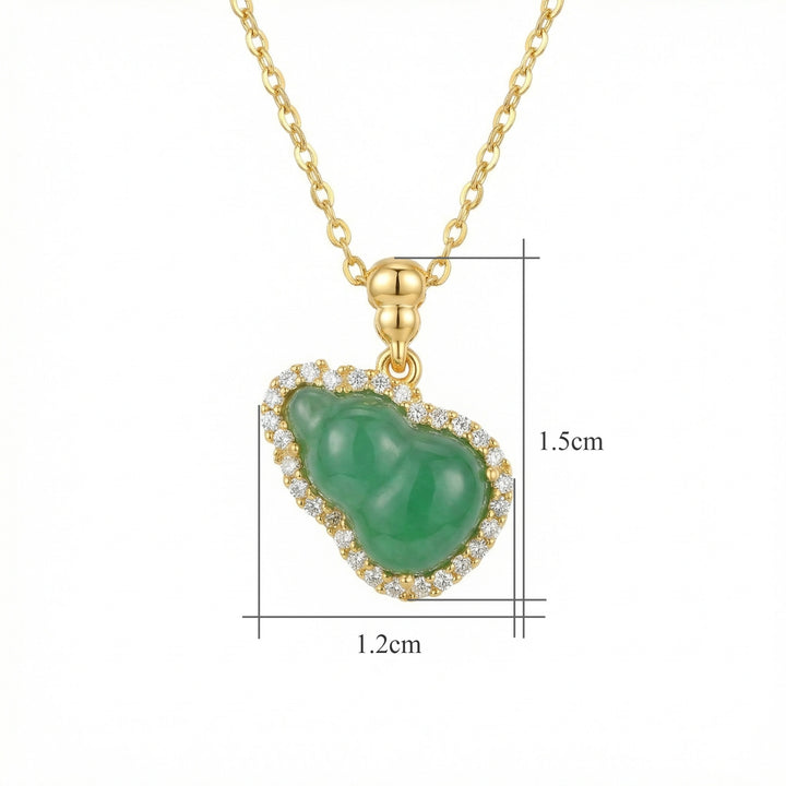 ✨ Green Jade Hulu Necklace with Sparkling Halo