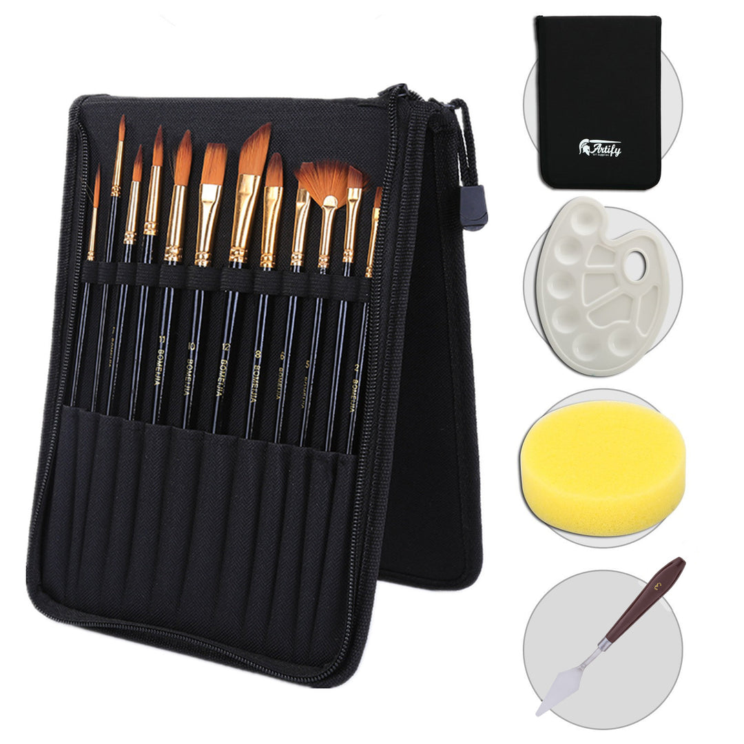 ✨ Black Rod Canvas Bag Brush Set — Art & Painting Supplies Kit 🎨🖌️