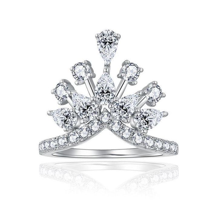 💍 Wave Queen Moissanite Ring – Platinum-Plated S925 Silver (Sizes 5–9) 💍