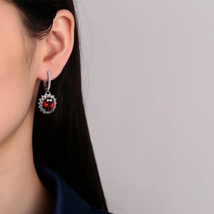 S925 Sterling Silver Padma Red Drop Earrings – Elegant 10–12mm Ear Hook Jewelry