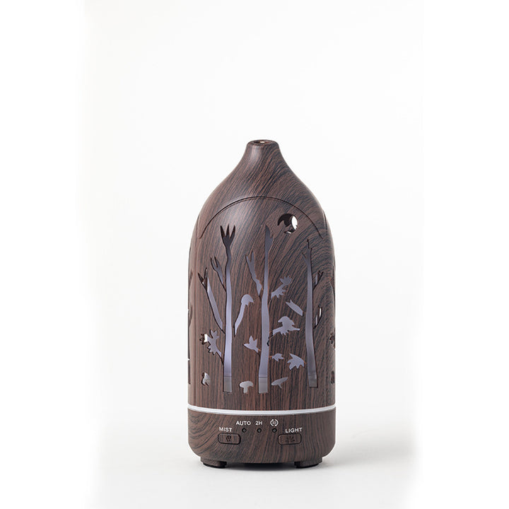 🌿💧 Wood Grain Vase Humidifier | Hollow Ultrasonic Aroma Diffuser 🌙✨