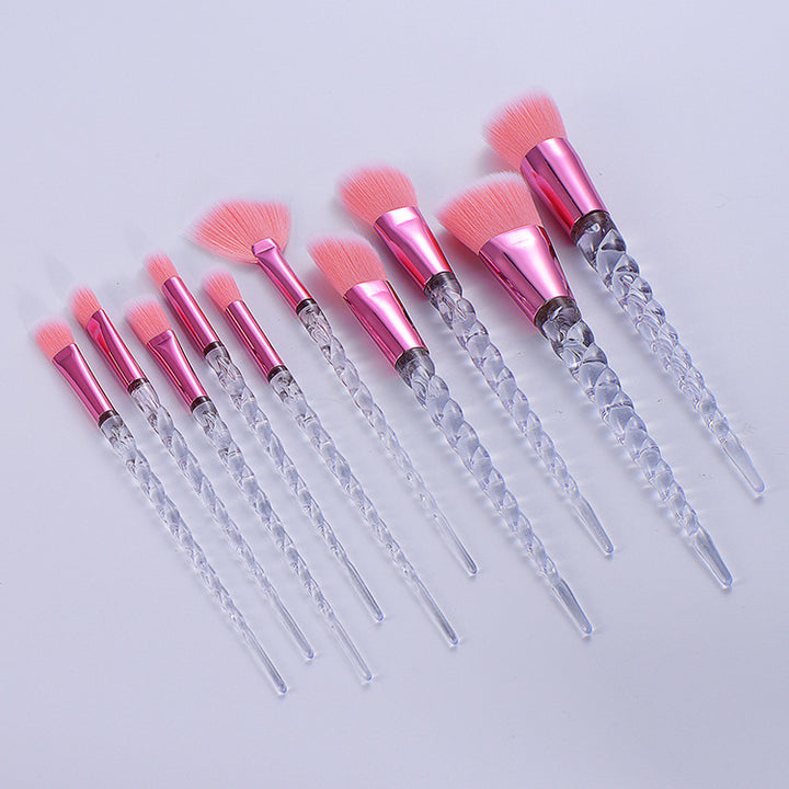 ✨ Nylon Spiral Unicorn Design Makeup Brush Set (10-Piece) 💄💎