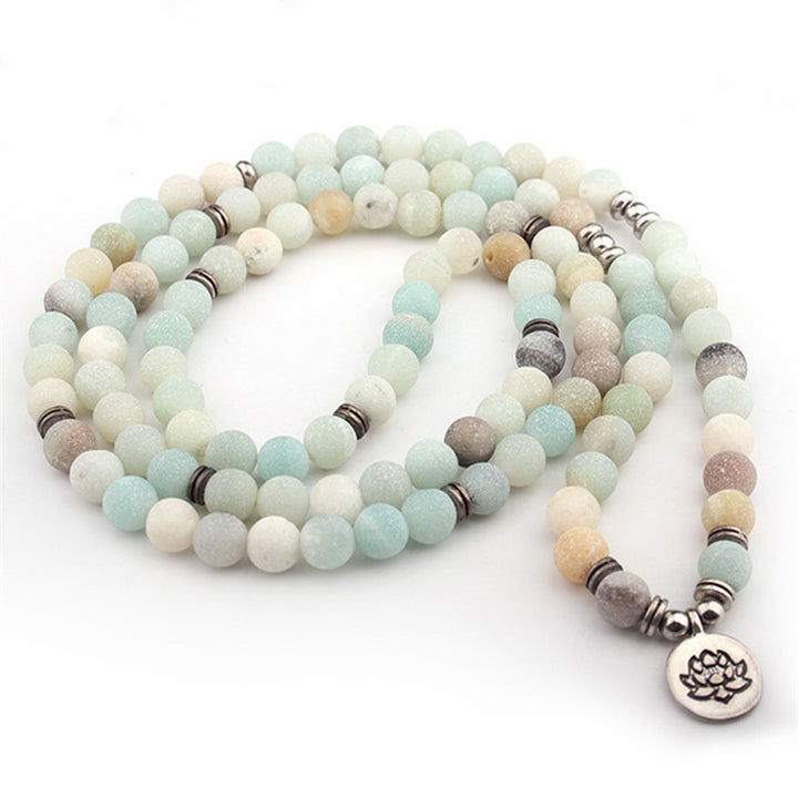 High-Quality Lotus Charm Yoga Bracelet – Frosted Amazonite Beads