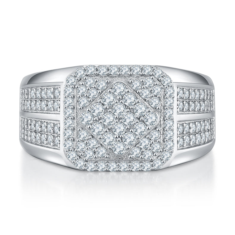 💍 Men’s Minimalist Moissanite Ring – Platinum-Plated S925 Silver (7.3g, Sizes 5–9) 💍