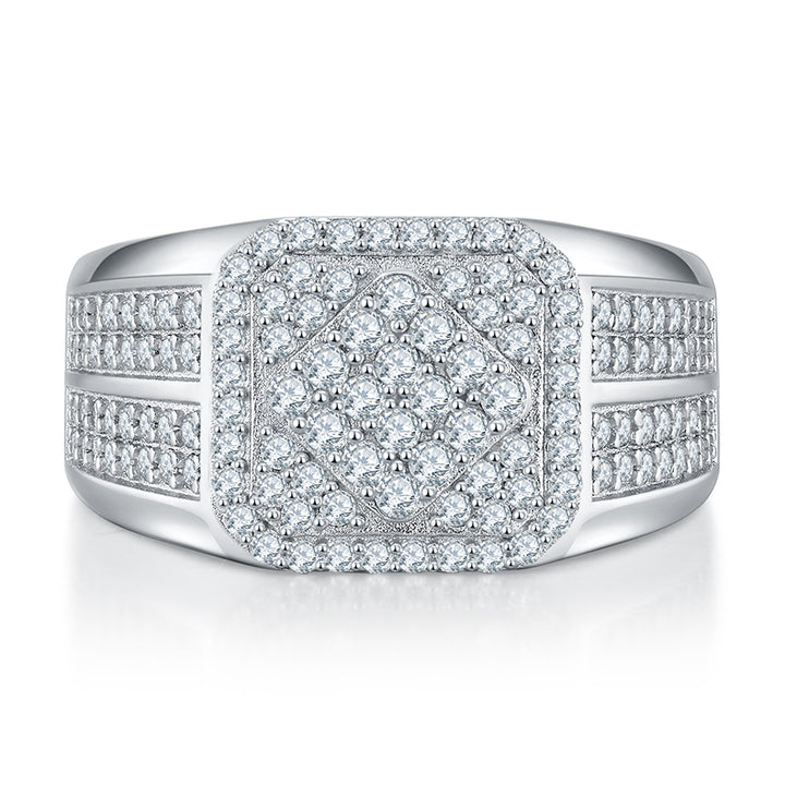 💍 Men’s Minimalist Moissanite Ring – Platinum-Plated S925 Silver (7.3g, Sizes 5–9) 💍