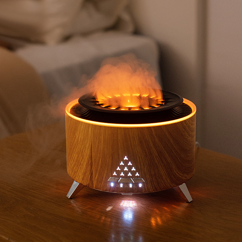 🔥🌋 Volcano Flame Humidifier | Remote Control Aroma Diffuser with LED Fire Effect ✨