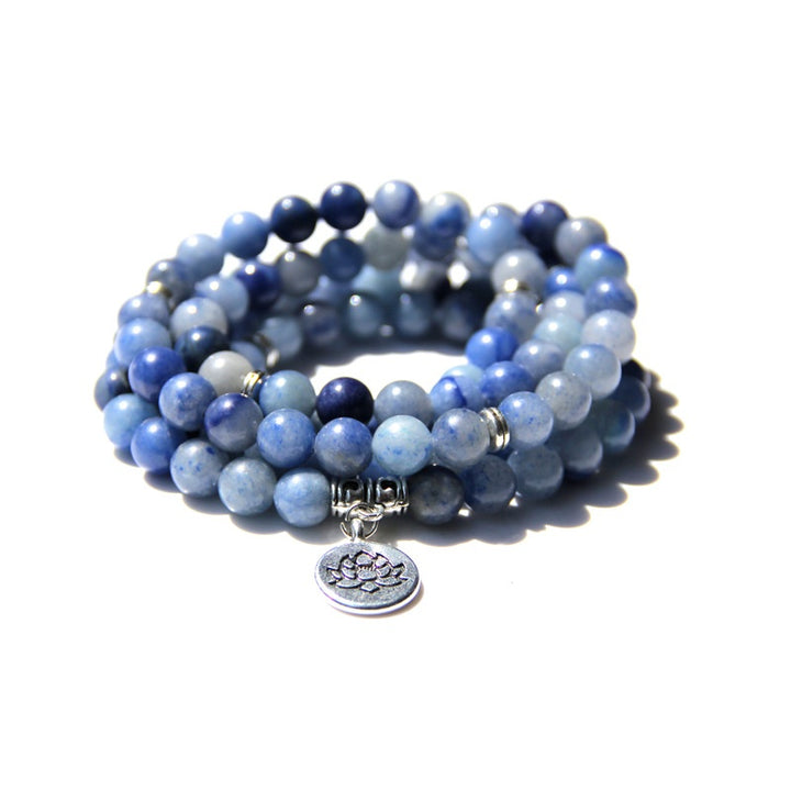 Women’s Fashion Vintage Natural Stone Bracelet – Angel Echeveria & Lotus Design
