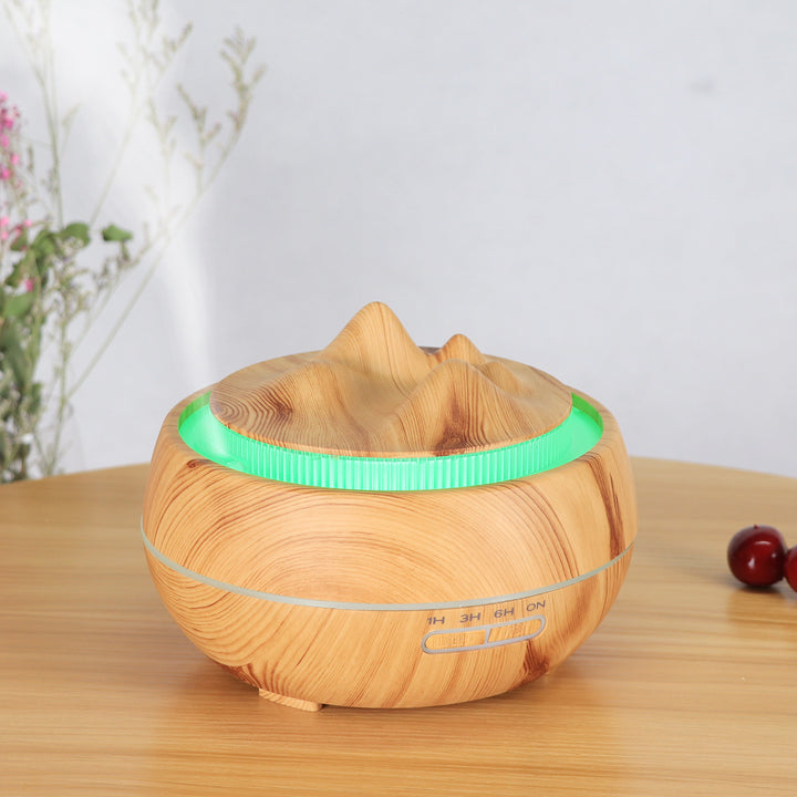 🌿💧 Wood Grain Aromatherapy Humidifier | LED Vase Diffuser 🌙✨