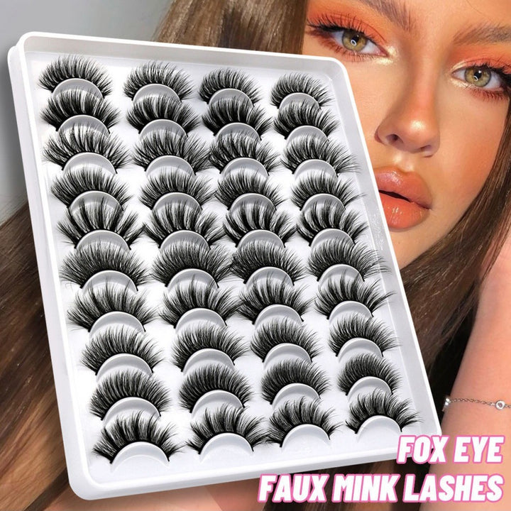 👁️✨ Self-Adhesive False Eyelashes – European & American Style (20 Pairs Set)