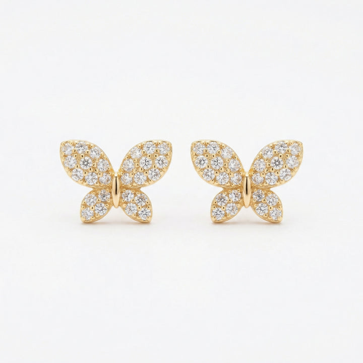 ✨ 925 Sterling Silver Elegant Pavé Butterfly Stud Earrings – Sparkling Crystal Design ✨