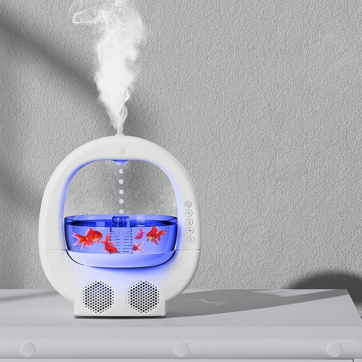 🌊💧 4-in-1 Anti-Gravity Humidifier | Aromatherapy + Bluetooth Speaker + Fish Tank Lamp ✨