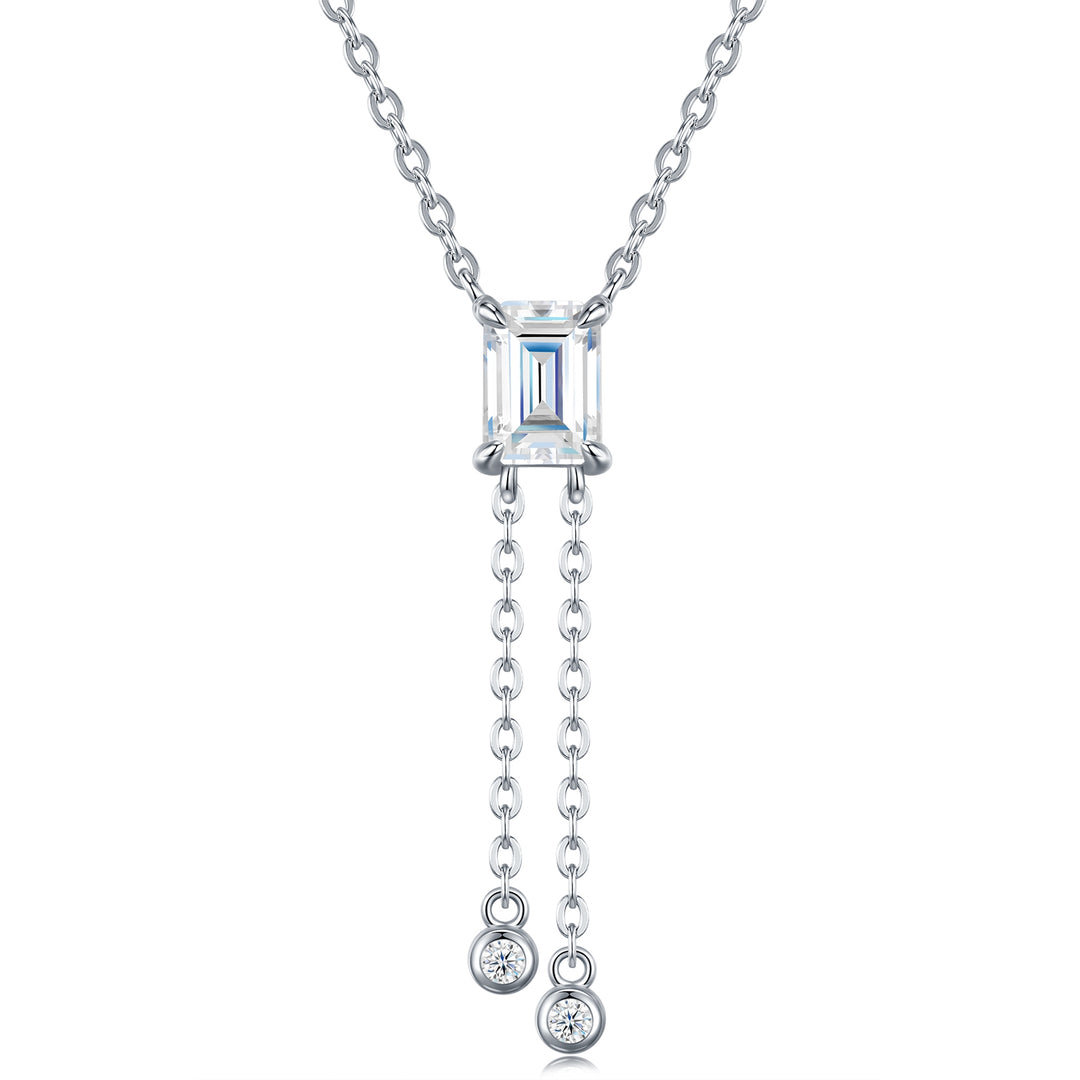 Luxury Minimalist Octagonal Moissanite Pendant Necklace – Gold-Plated S925 Silver