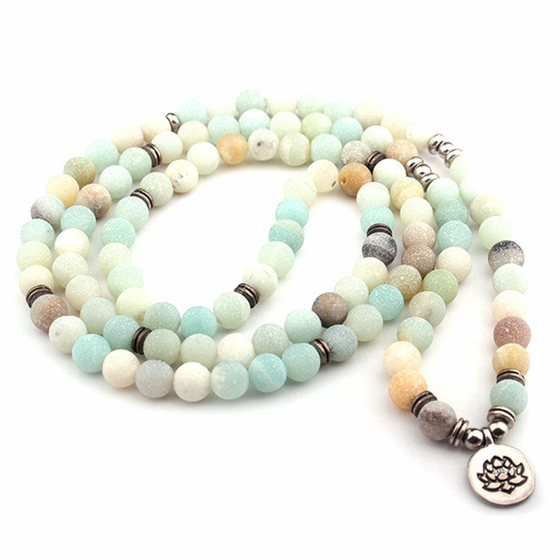 High-Quality Lotus Charm Yoga Bracelet – Frosted Amazonite Beads