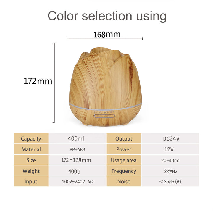✨✨ Light Wood Grain 400ml Colorful Light Rose Humidifier