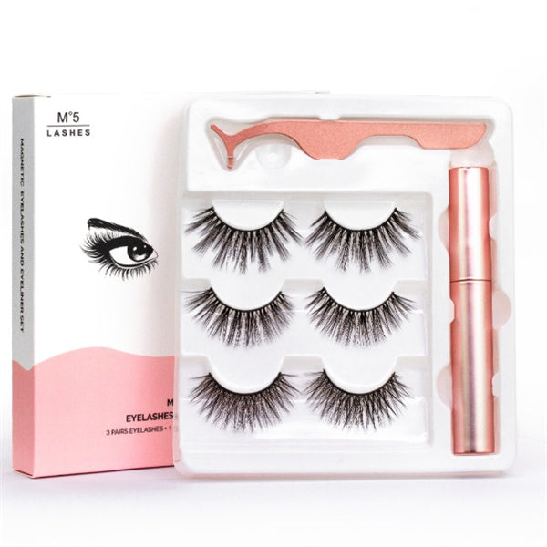 🧲👁️ Magnetic Liquid Eyeliner & Magnetic False Eyelashes Set – Waterproof Reusable Lash Kit with Tweezer