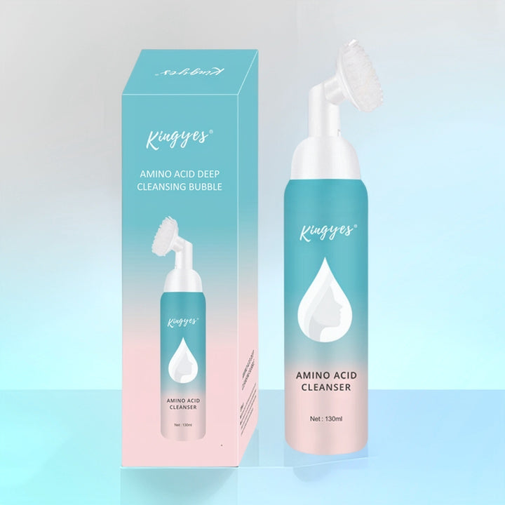 🧼💗 Amino Acid Foaming Facial Cleanser with Silicone Brush | Gentle Deep Clean for All Skin Types