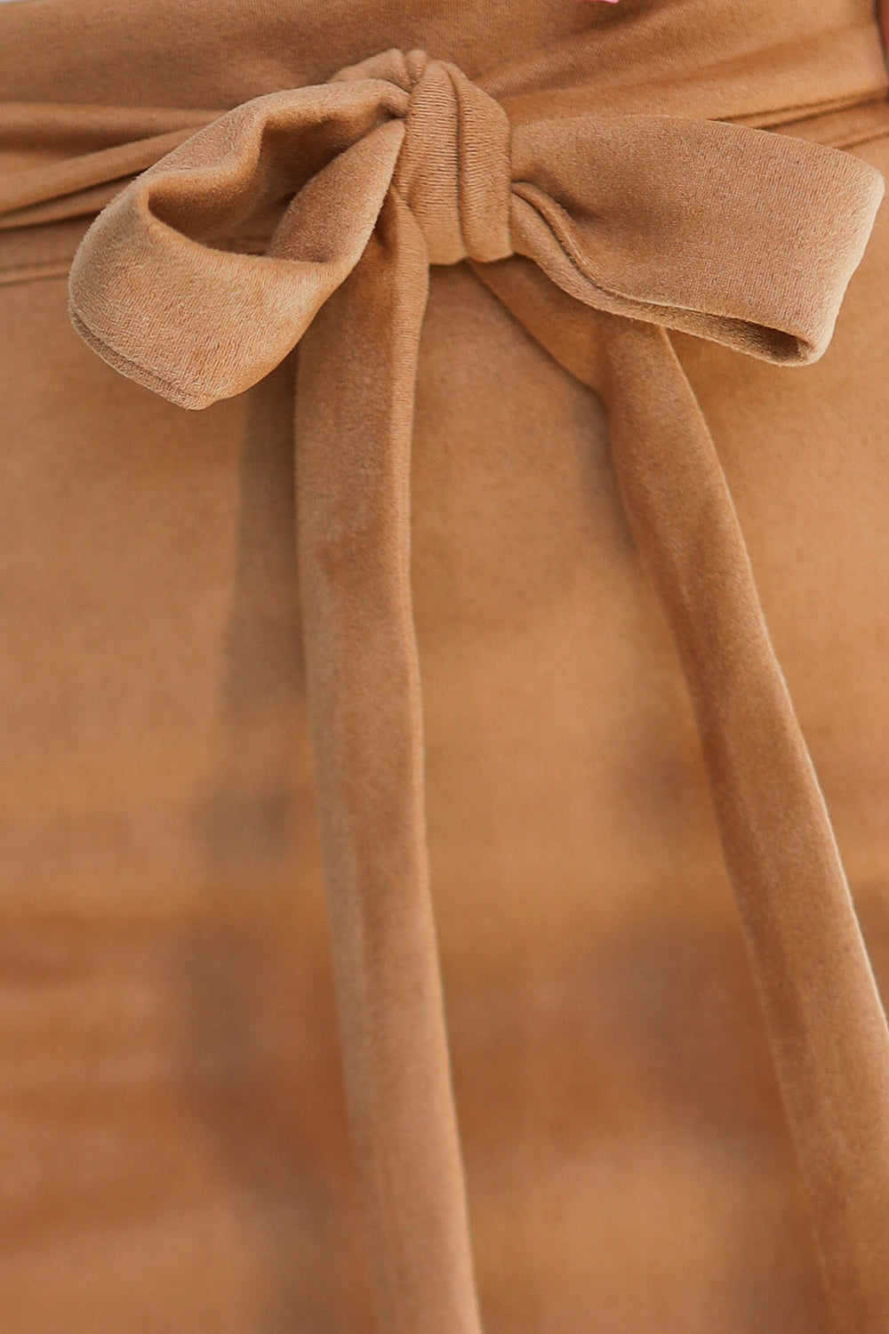 Suede Skirt with Tie - Caramel Color