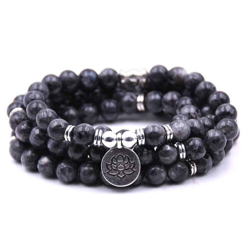 Silver Lotus Pendant Buddha Bead Bracelet – Spiritual Yoga Jewelry