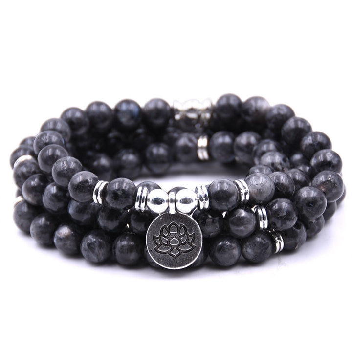 Silver Lotus Pendant Buddha Bead Bracelet – Spiritual Yoga Jewelry