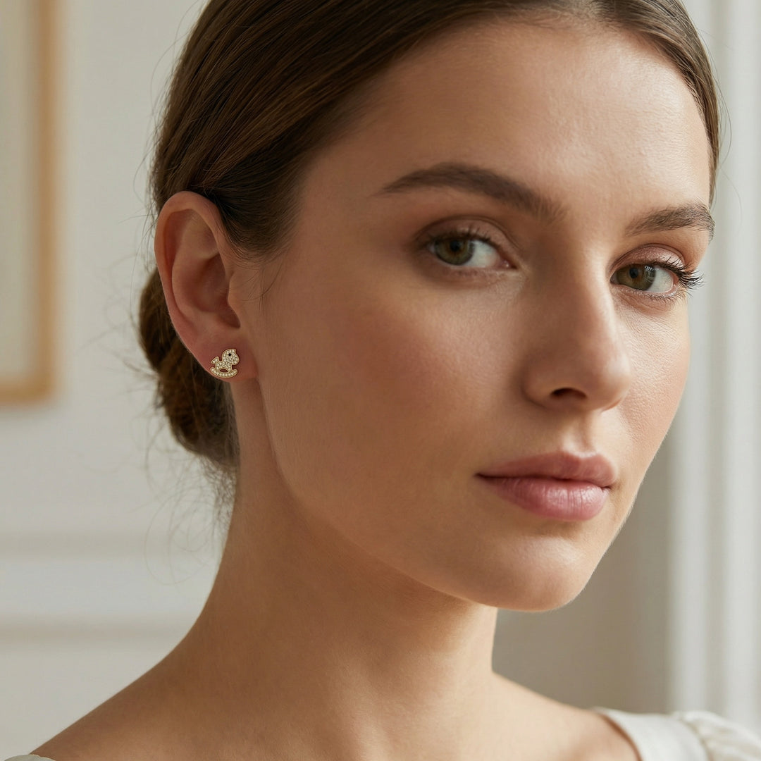 ✨ 925 Sterling Silver Rocking Horse Stud Earrings ✨