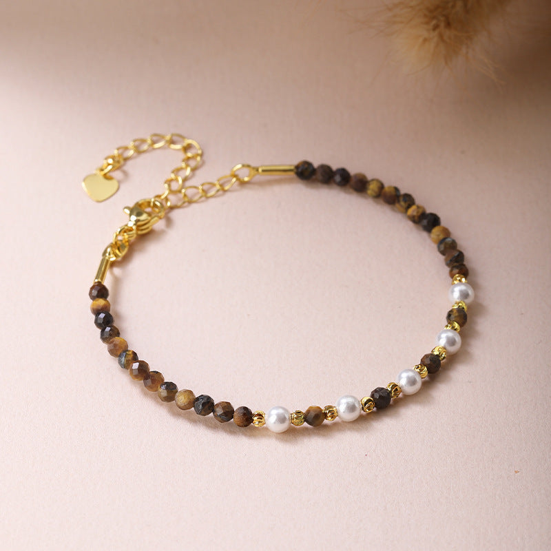 Women’s Natural Stone Bracelet – Geometric Star Design, Polished Finish